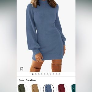 Blue Sweater Fuzzy Winter Dress Size Medium